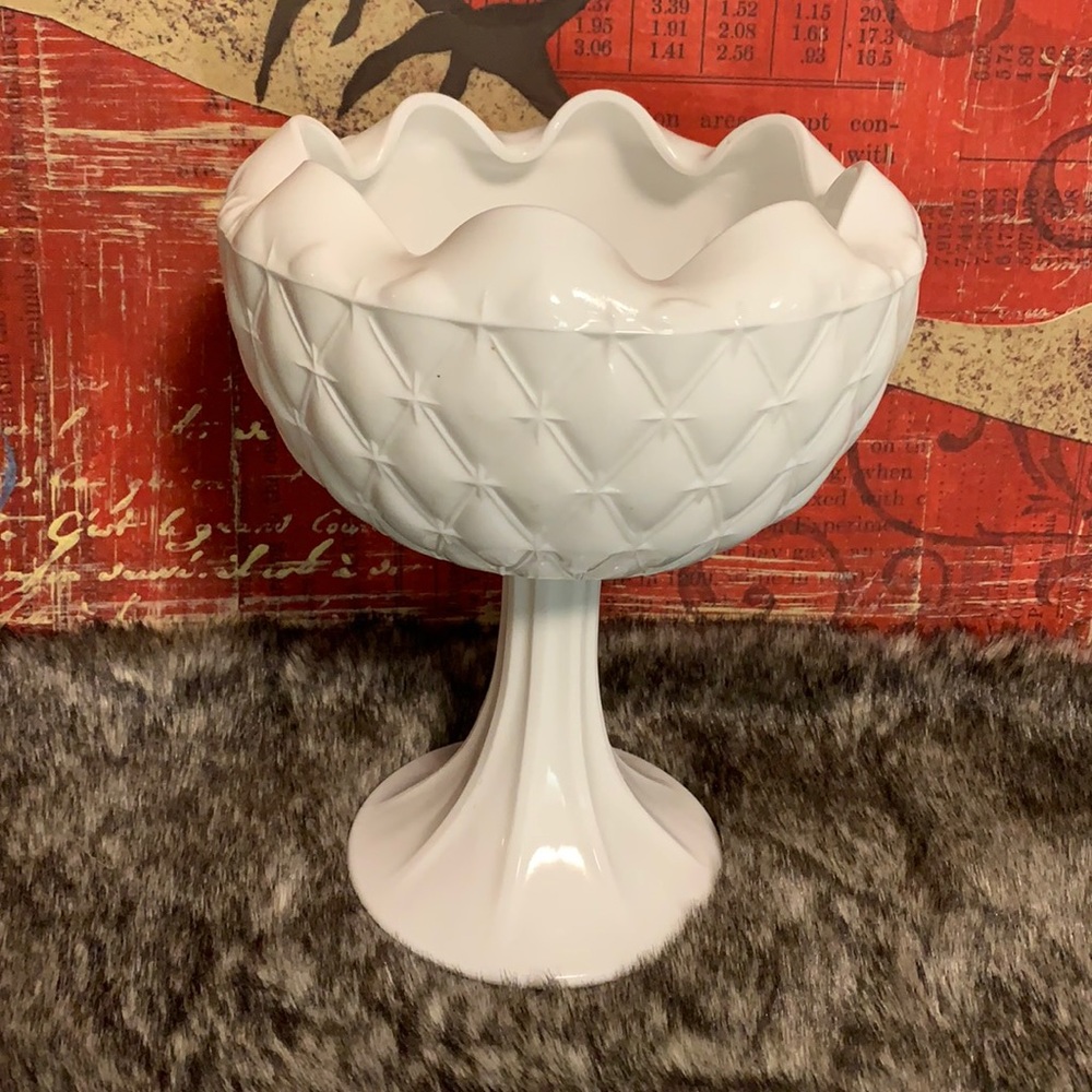 Vintage Milk Glass Pedestal Bowl